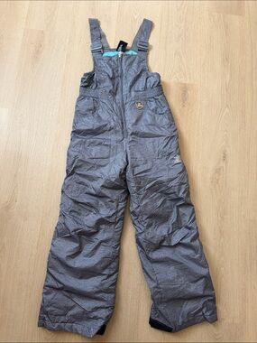 ZeroXposur Gray Kids Snow Overalls with Teal Accent